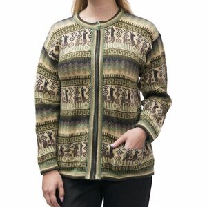Artesania Los Andes 100% Alpaca Wool Cardigan Sweater Green Size Medium Estimate